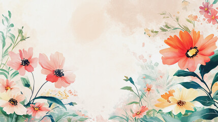 Elegant wedding invitation card background . Minimal hand painted watercolor botanical flowers texture template background. Design for wedding, vip cover, poster, rsvp moderncard.Valentine's Day

