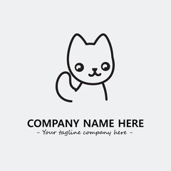 Cat illustration black and white for logo company vector image