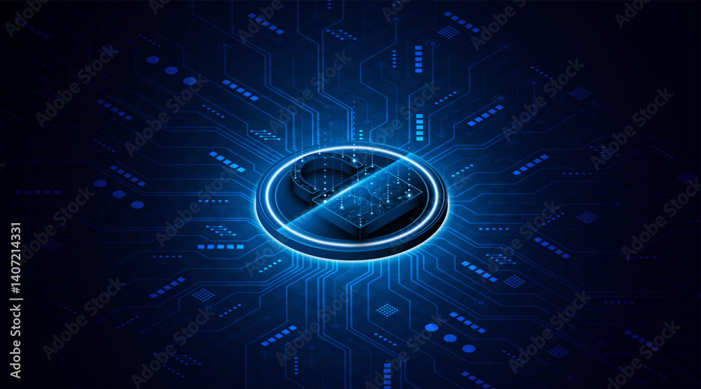 Poster Lock icon. Cyber ​​security and data protection concepts and privacy. Innovative concept of advanced safety technology	