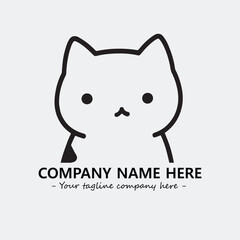 Cat illustration black and white for logo company vector image