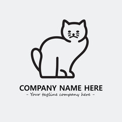 Cat illustration black and white for logo company vector image