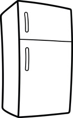Refrigerator Outline Line Art Drawing Vector | Kitchen Appliance, Cold Storage & Home Icon Design