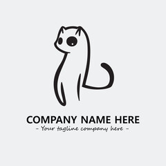 Cat illustration black and white for logo company vector image