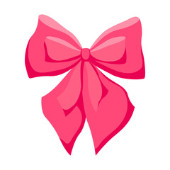Satin bow illustration. Ribbon with knot for gift card and design.