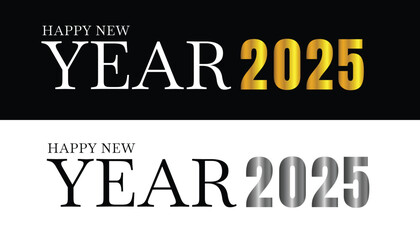 beautiful and attractive gold colored happy new year 2025 vector, with a black and white background