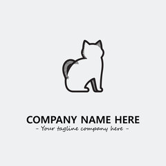 Cat illustration black and white for logo company vector image