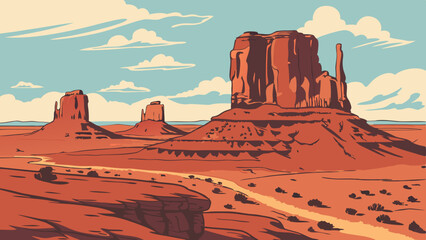 Clear day at Monument Valley with rocky mesas – Arizona/Utah
