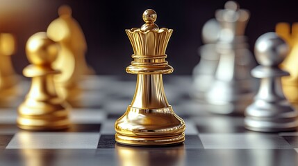 Golden and silver chess, moves, king and pawn on the chessboard