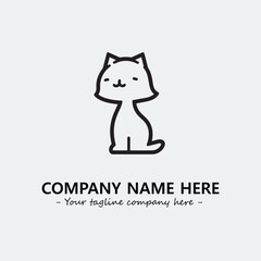 Cat illustration black and white for logo company vector image