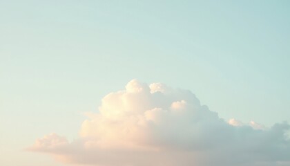 Pastel Sky and Cloud: A single, fluffy cumulus cloud drifts serenely against a soft pastel sky, evoking feelings of peace and tranquility.