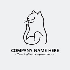Cat illustration black and white for logo company vector image