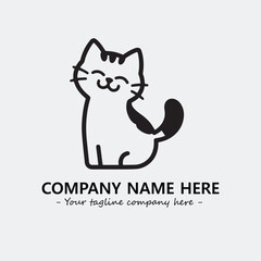 Cat illustration black and white for logo company vector image