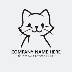 Cat illustration black and white for logo company vector image