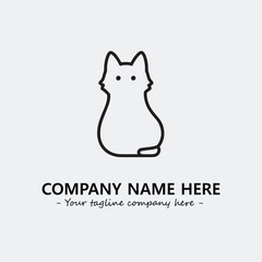Cat illustration black and white for logo company vector image