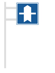 ポール付き標識の単品イラスト　優先道路