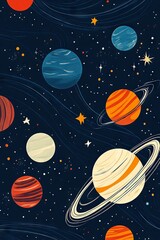 Naklejka premium Blue cosmic backdrop featuring multiple planets