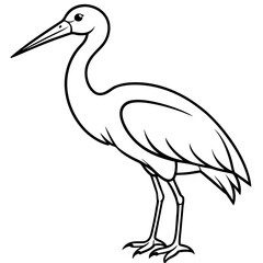 Minimalist Stork Line Art Vector