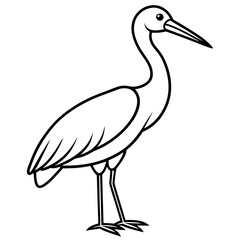 Minimalist Stork Line Art Vector