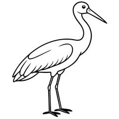 Minimalist Stork Line Art Vector