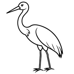 Minimalist Stork Line Art Vector
