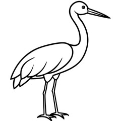Minimalist Stork Line Art Vector