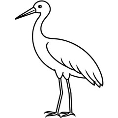 Minimalist Stork Line Art Vector