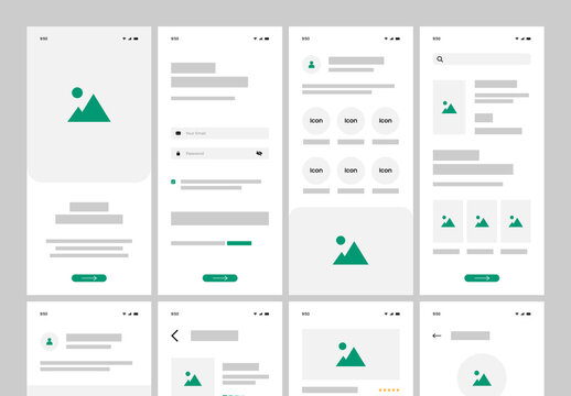 Modern Mobile App Wireframe UI UX Design Template