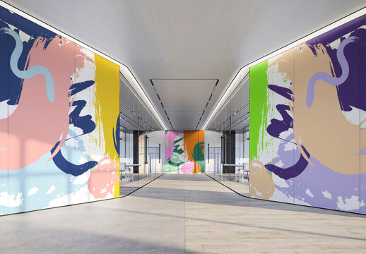 Office Wall Mural with Editable Mockup
