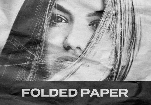 Folded Crumped Old Photo Effect Paper Texture Template Mockup Overlay Style