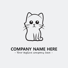 Cat illustration black and white for logo company vector image