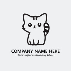 Cat illustration black and white for logo company vector image