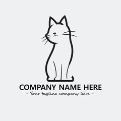 Cat illustration black and white for logo company vector image