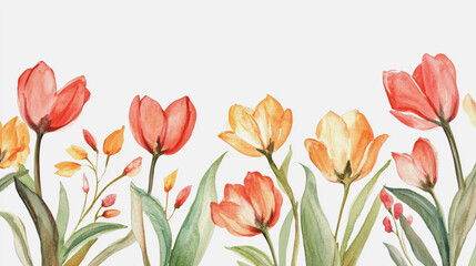 Fototapeta premium Elegant wedding invitation card background . Minimal hand painted watercolor botanical flowers texture template background. Design for wedding, vip cover, poster, rsvp moderncard.Valentine's Day