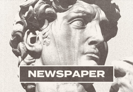 Newspaper Vintage Printer Risograph Photo Effect Paper Texture Template Mockup Overlay Style