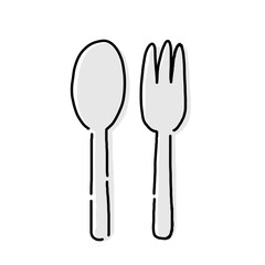 スプーンとフォーク　シンプルなカトラリーのイラスト