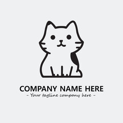 Cat illustration black and white for logo company vector image
