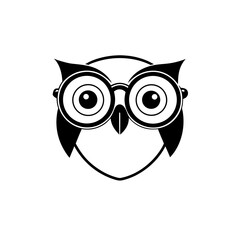 A wise owl head with glasses.
