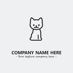 Cat illustration black and white for logo company vector image