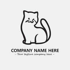 Cat illustration black and white for logo company vector image