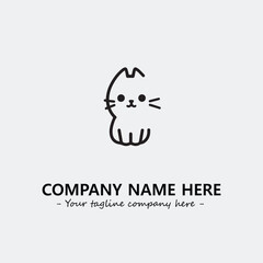 Cat illustration black and white for logo company vector image