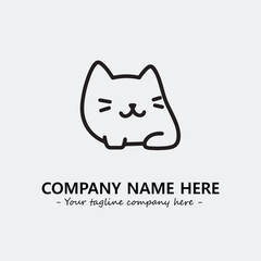 Cat illustration black and white for logo company vector image