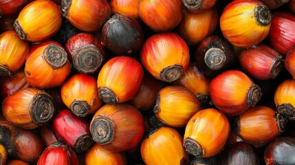 Obraz premium A close-up of guarana fruits reveals their bright red shells and black seeds, which are used to produce guarana powder, a common ingredient in Brazilian soda
