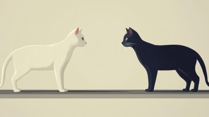 The illustration, in medieval style and black and white, shows a cat standing on two legs with a simple and minimalist engraving design