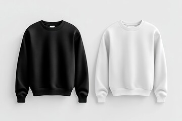 Blank black and white crewneck sweatshirts