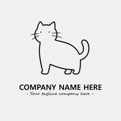 Cat illustration black and white for logo company vector image