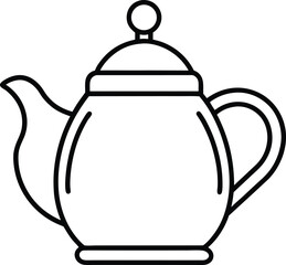 Teapot Double Outline Icon Line Art Drawing Vector | Tea Time, Kitchenware & Minimal Drink Design
