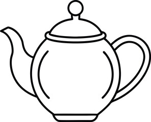 Teapot Double Outline Icon Line Art Drawing Vector | Tea Time, Kitchenware & Minimal Drink Design