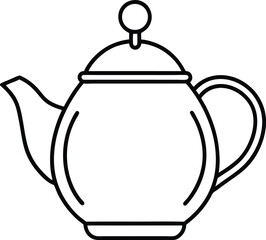 Teapot Double Outline Icon Line Art Drawing Vector | Tea Time, Kitchenware & Minimal Drink Design