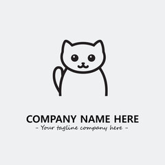 Cat illustration black and white for logo company vector image