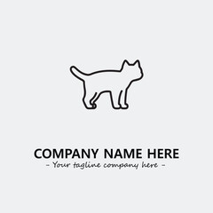 Cat illustration black and white for logo company vector image